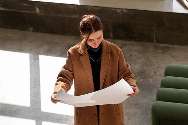 Architecte étudiant un plan