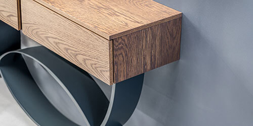 Console en bois et acier sur mesure